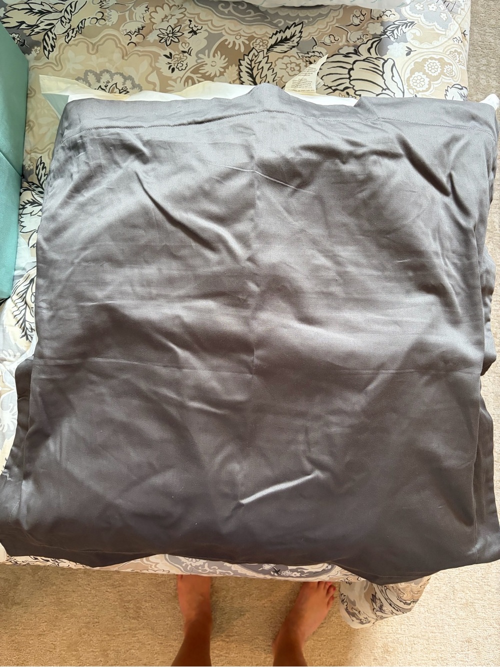 2 - Dark Gray Euro Pillow Sham fits 27x27 euro pillows
